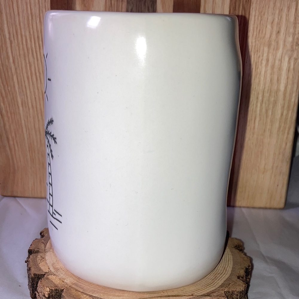RAE DUNN White Ceramic Mug Sun Palm Tree LA Yellow Inside Los Angeles New - Picture 4 of 6